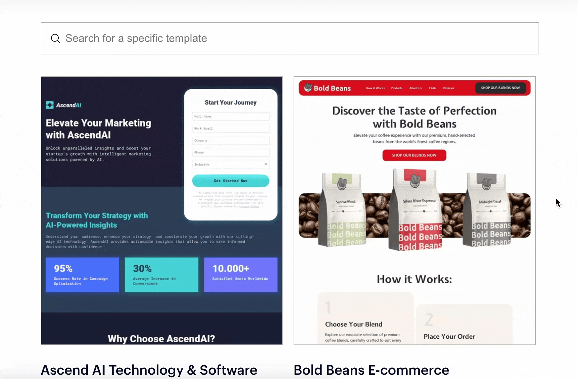 Instapage templates
